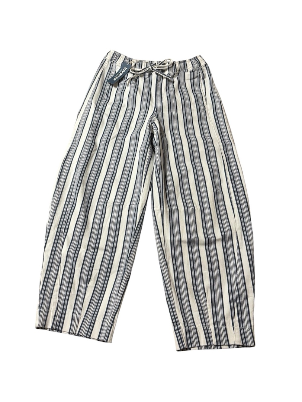 Luvamia High-Rise Wide Leg Barrel Pants-Navy & White Stripes - Picture 6 of 14